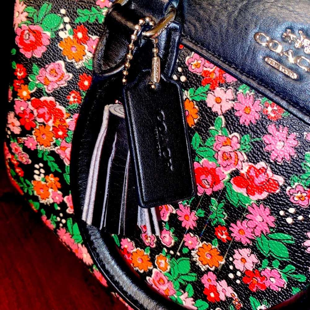 Coach Rowan Satchel floral print purse
